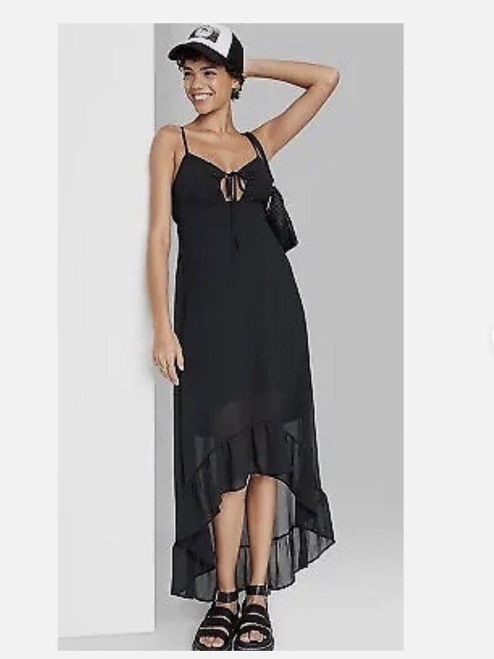 wild fable High-Low Hem Chiffon Midi Dress